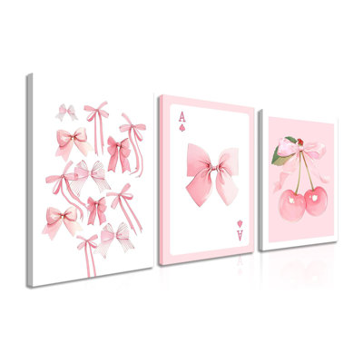 Ensemble de 3 affiches murales à la mode en forme d'arcs roses, affiches de cerisier BCBG rétro, décoration murale pour chambre d'esthétique rose