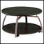 Table basse ronde gris foncé et nickel noir