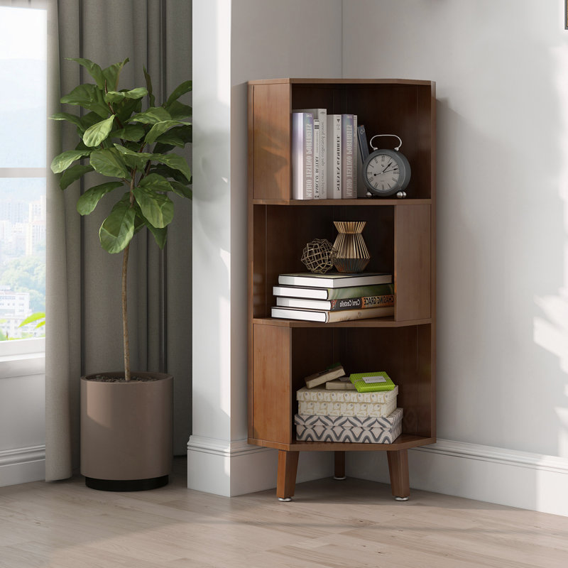 Bibliothèque de rangement en bambou à 3 niveaux, (3 tablettes) H 45,3 po x l 13,8 po x P 13,8 po