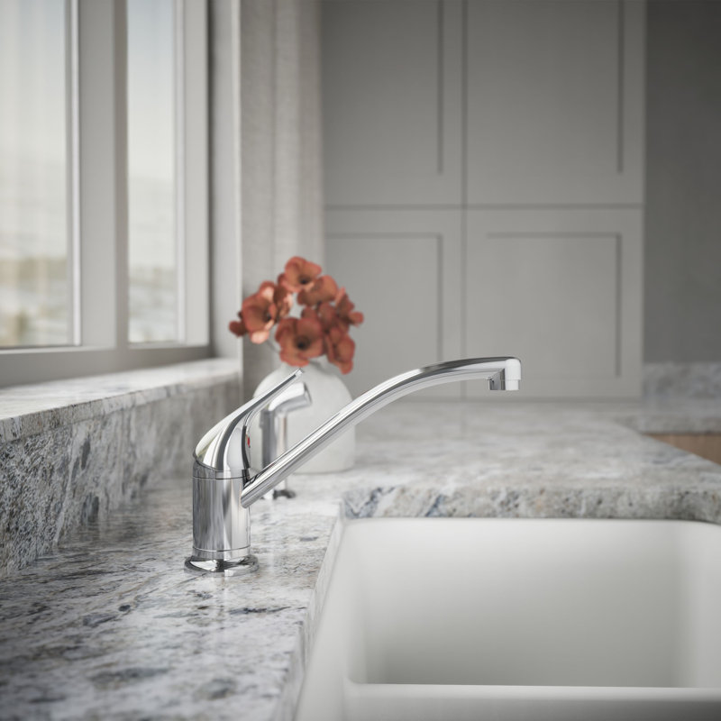Single Handle Kitchen Faucet with Side Spray, Polished Chrome