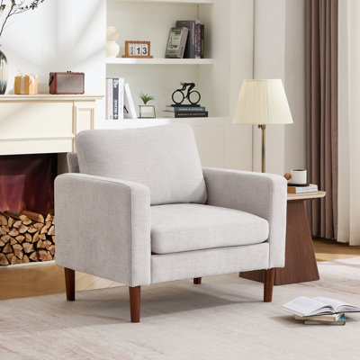  37 " Faux Leather Accent Chair Spacious Upholstered Armchair For Living Room Bedroom