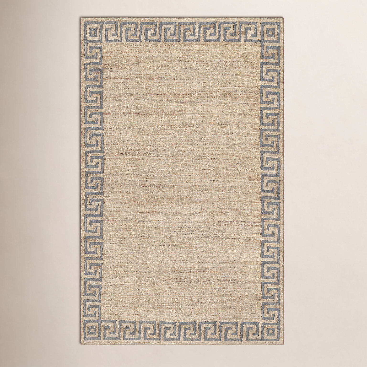 Orchard Greek Key Blue Hand-Woven Jute Rug, Rectangle 9' x 12'