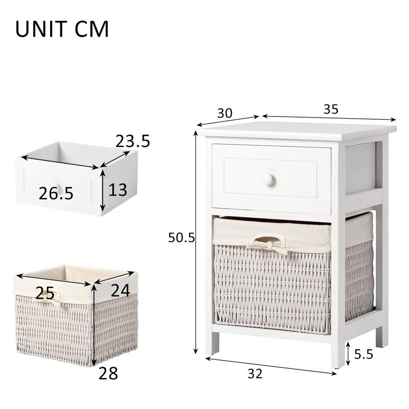 Worrell 35 cm W Bedside Table