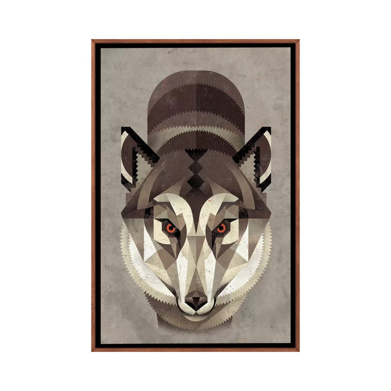 Wolf by Dieter Braun - Print on Canvas, 152.5 cm H x 101.5 cm W, Classic Brown Wood Framed