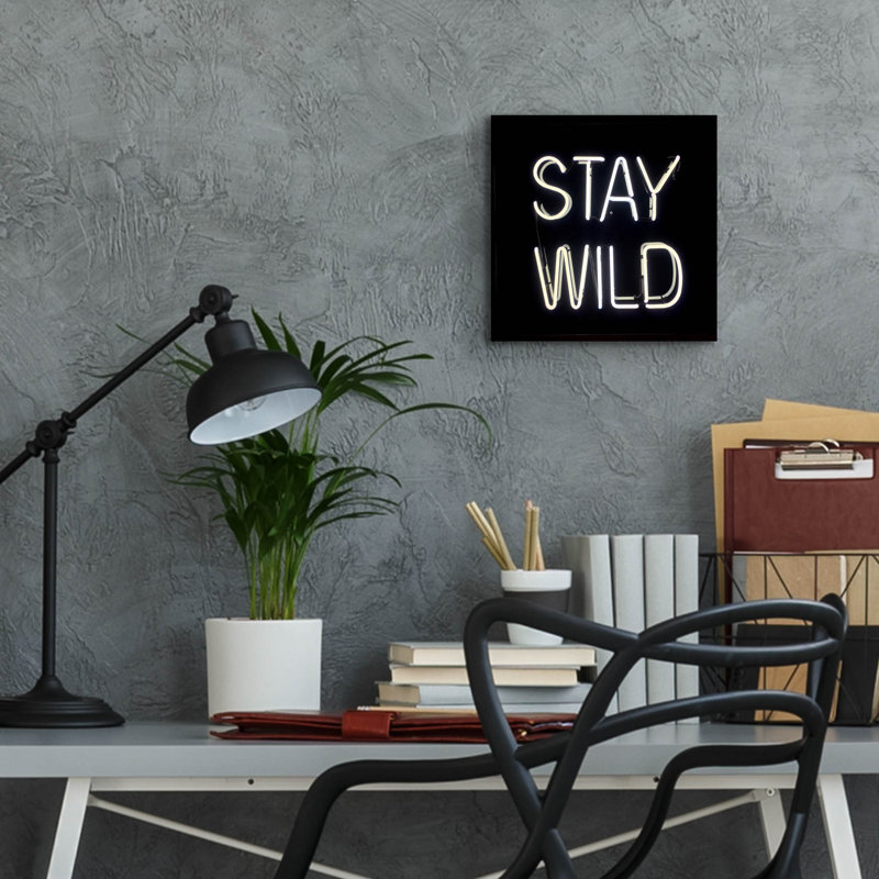 «Stay Wild In Neon White» par Epic Portfolio, art mural en verre acrylique, H 12 po x l 12 po x P 0,13 po