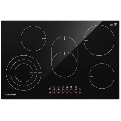 AMZCHEF 30" Black Electric Stove 5 Burner Cooktop 8500W with Dual Size Power Burner