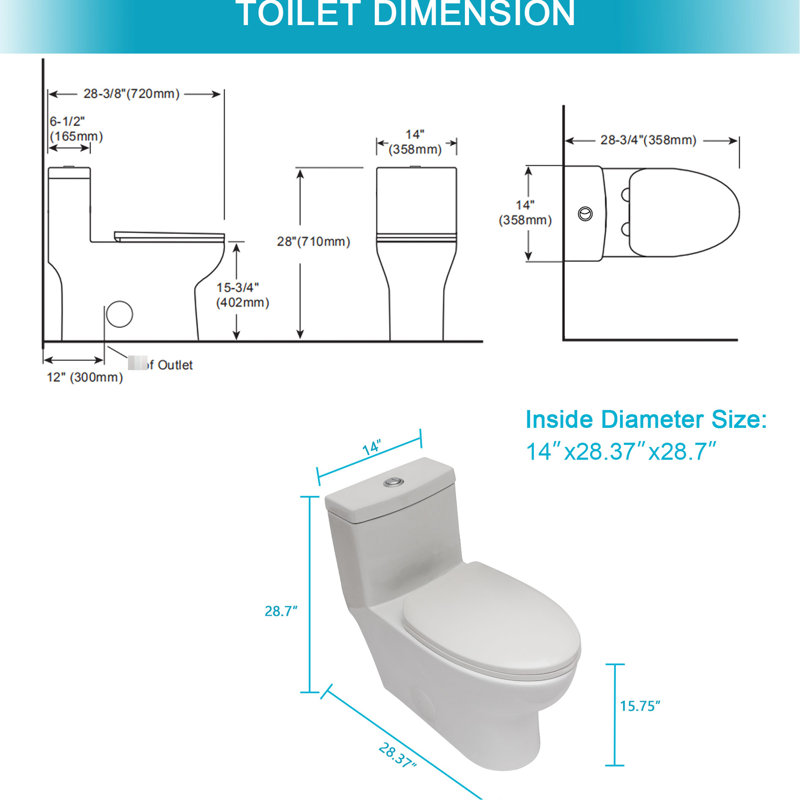 One Ceramic Toilet With Efficient Water Flushing & Gentle Lid Water Dual Flush Stable Soft-Close Seat