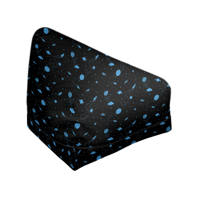 Leffel Bean Bag, Bean Bag Cover, 38" H x 42" W x 29" D, Black/Blue