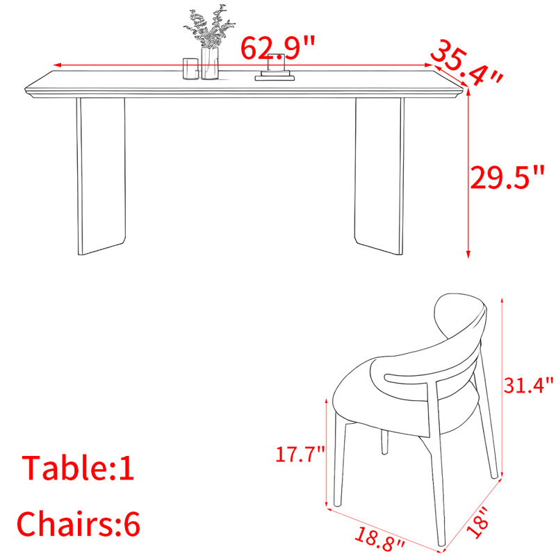Modern simple solid wood table set., 7