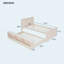 Lit plateforme simple en bois avec lit gigogne escamotable, armoire de rangement, blanc crème-897124805-895878045
