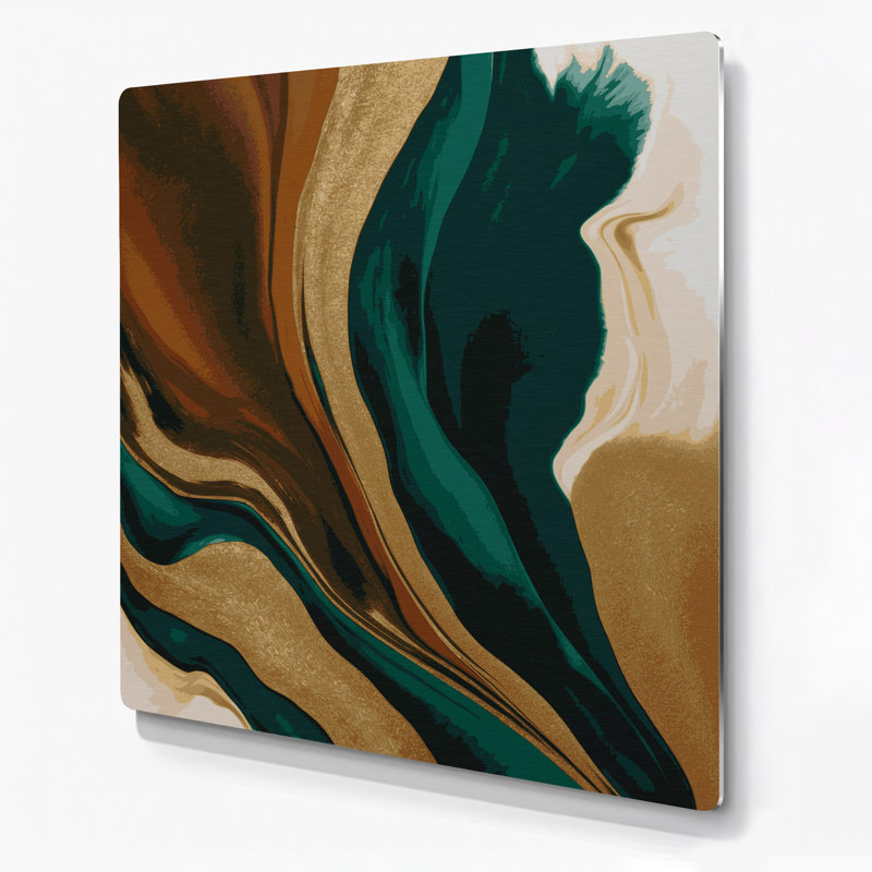 Art mural abstrait en métal vert 69, H 12 po x l 12 po