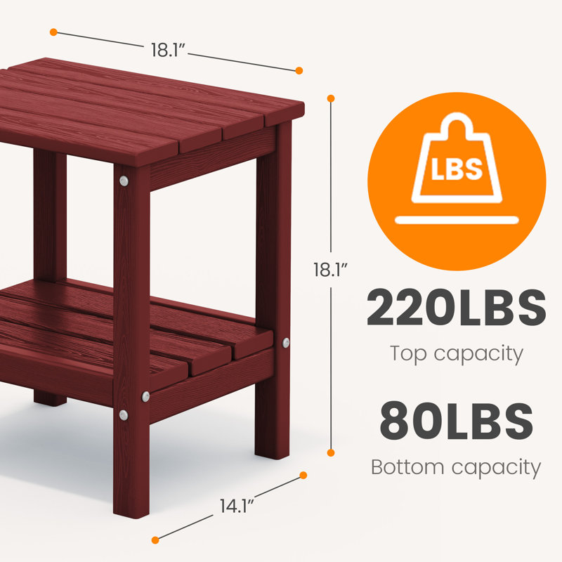 Wolak Double-Tier Patio Table Side Table, Red
