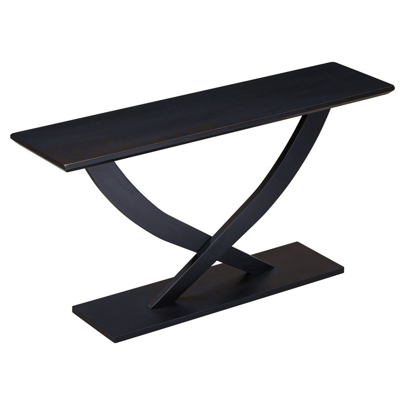Console Mirod de 57 po avec pieds croisés, fabrication robuste et espace, Noir