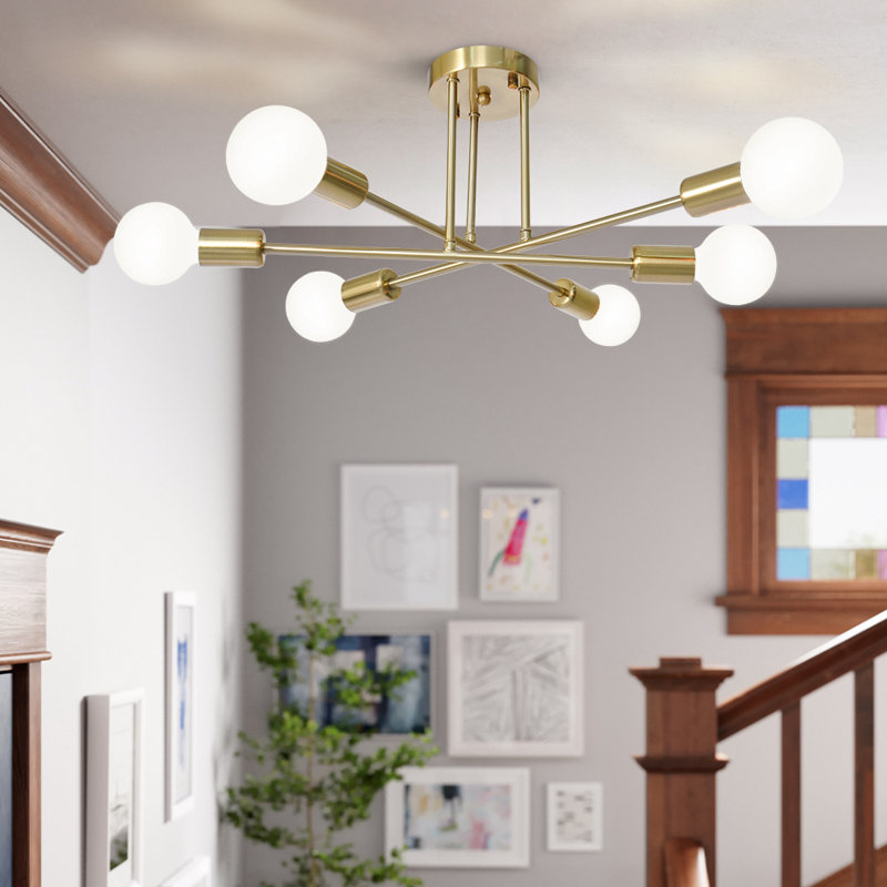 Emaya Semi Flush Mount, Antique Brass