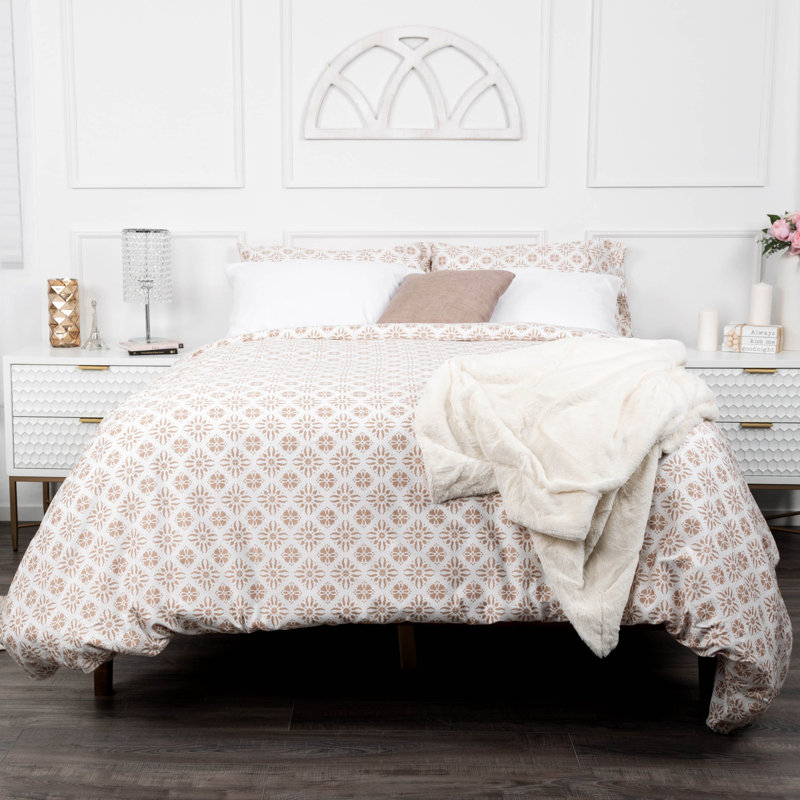 Southshore Fine Linens Aztec Dreams 300 Thread-Count 100% Cotton Duvet Cover Set, Twin Duvet Cover + 1 Sham, Taupe