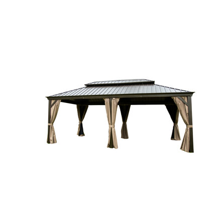 Outdoor Gazebo With Galvanized Steel Double Roof And Aluminum Frame Large