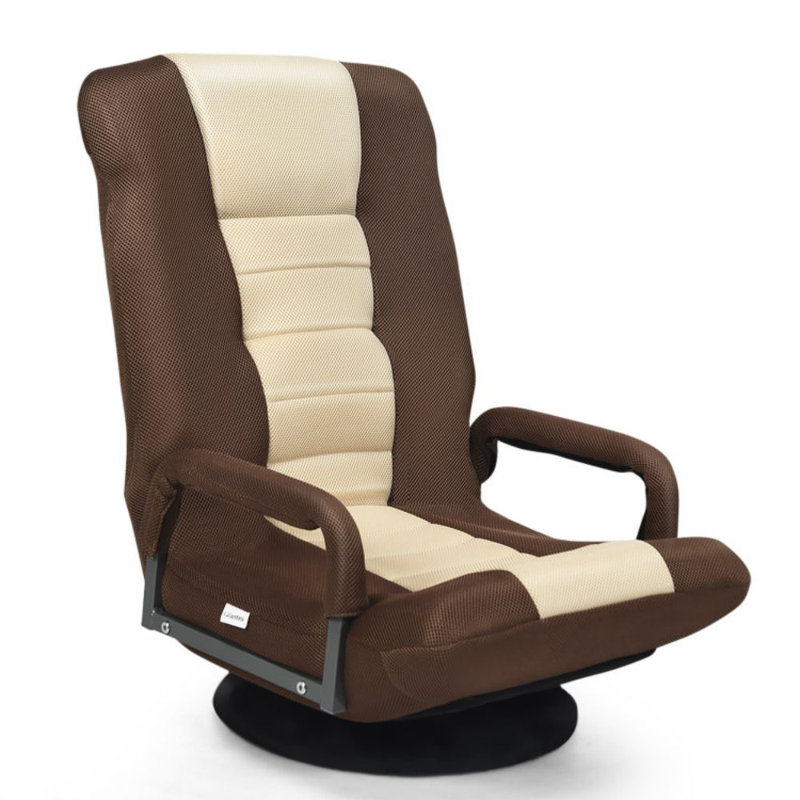 Latitude Run® Reclining Swiveling Game Chair, Brown/Beige