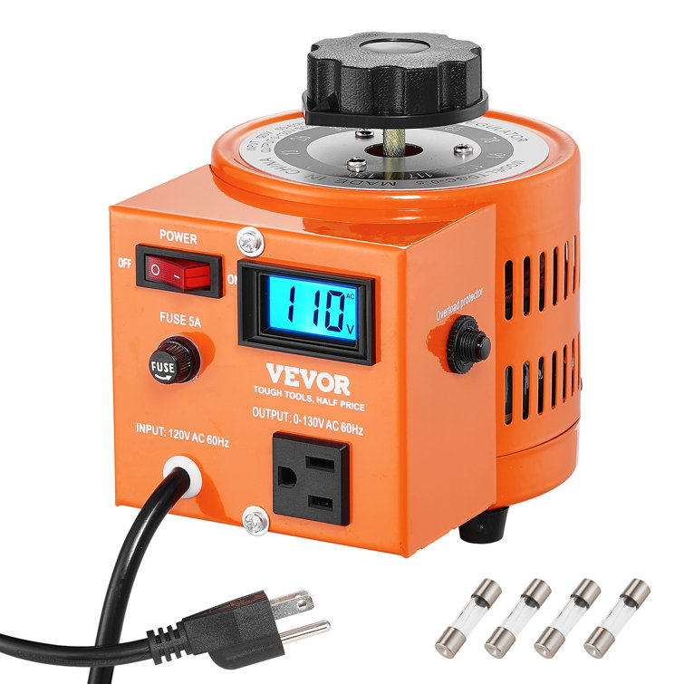 VEVOR 500VA Variable Voltage Transformer 3.84A 0-130V Voltage Regulator LCD UL