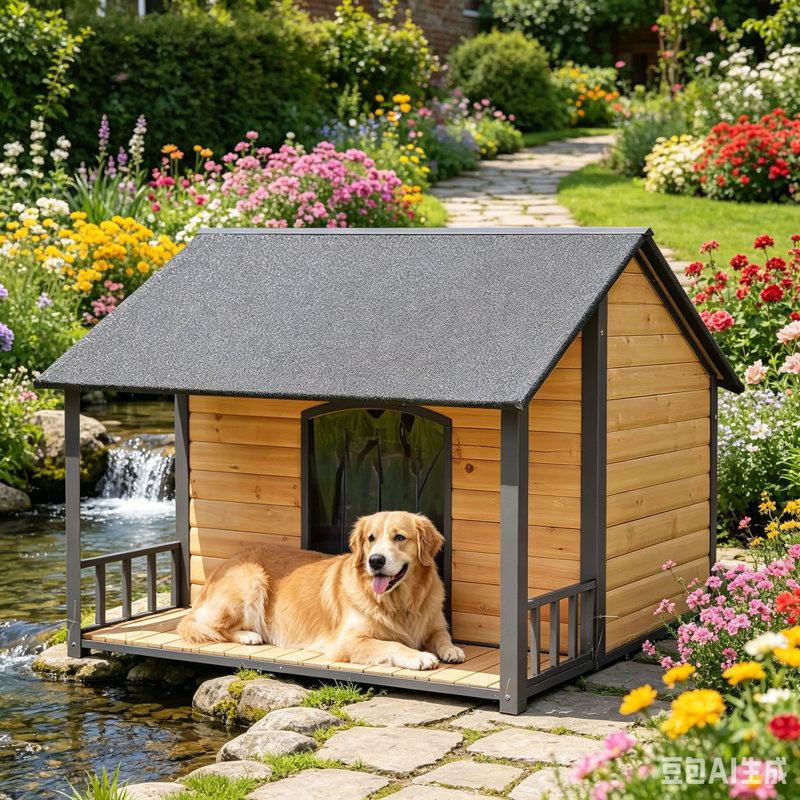 Grand abri d'extérieur pour chien, entièrement équipé d'une cage en fer, convenant aux petits et grands chiens, avec un espace intérieur spacieux et confortable