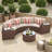 2-Piece Wicker Steel Outdoor Side Table with Tempered Glass Top-976602603