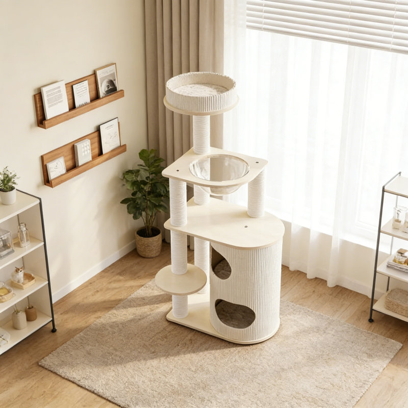 Simple Off-white Cat Climbing Frame