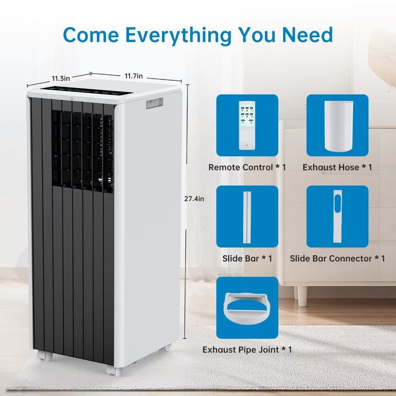 Climatiseur portatif 8 000 BTU avec télécommande, Noir