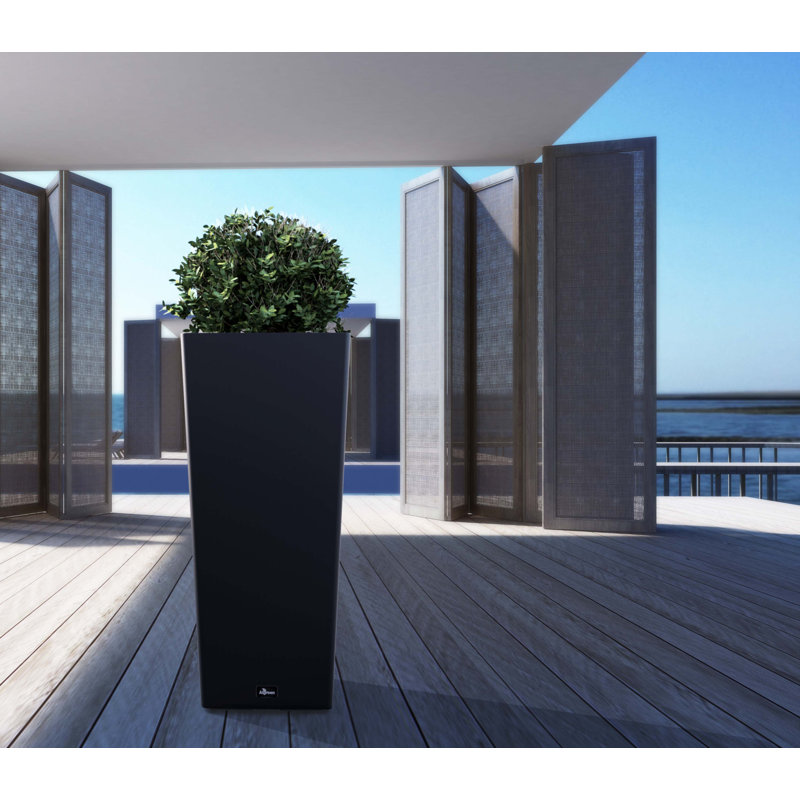 Grand bac à fleurs carré de 28 po avec tablette pour plante, 1