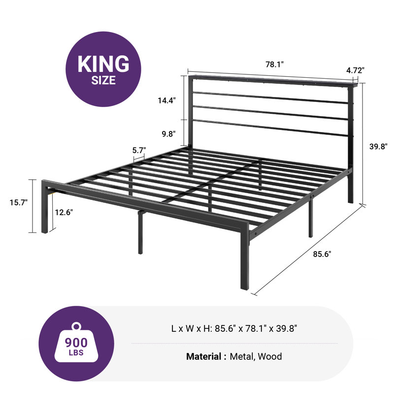 Daquona Bed Frame Storage Bed, King, Black