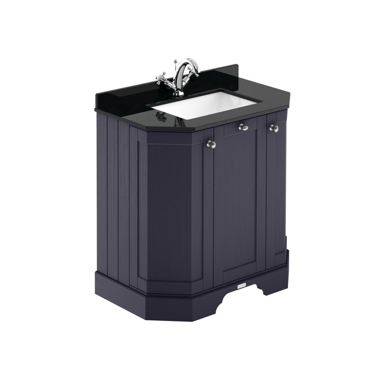 Old London 750mm Free-standing Single Vanity, Black, Twilight Blue