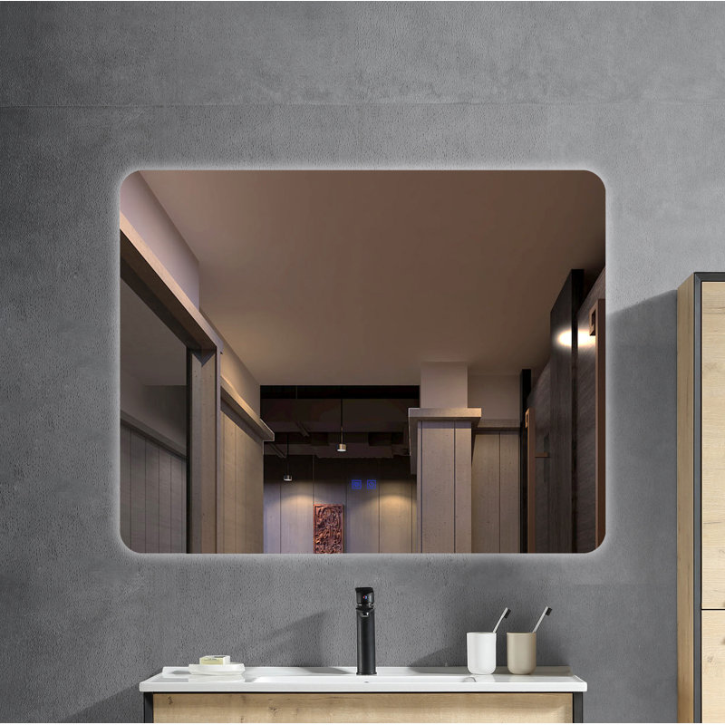 Aion, 48 po Miroir à DEL avec antibuée et boutons sur le miroir, 28 po x 36 po