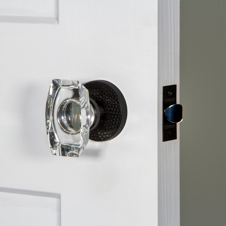 Viaggio Circolo Hammered Rosette Double Dummy With Stella Crystal Knob In Titanium Grey