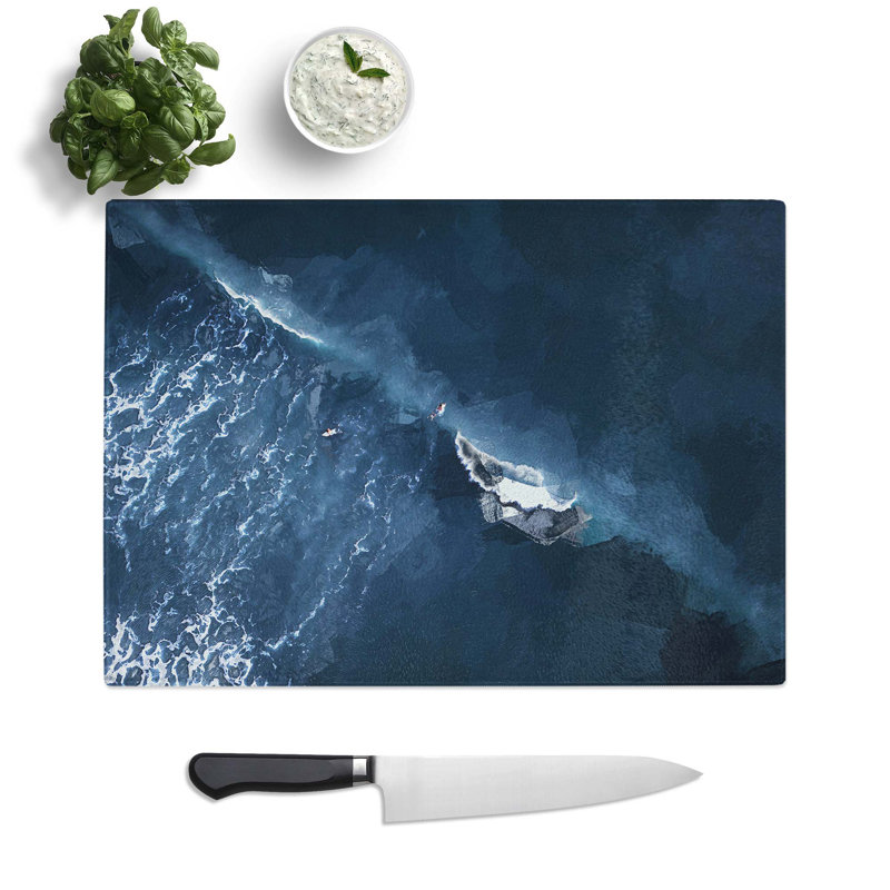 Tempered Glass Bodyboarding in the Emerald Isle Chopping Board, 39 cm W x 28.5 cm L