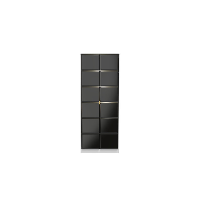 Fully Assembled 3 Door Wardrobe, 197cm H x 111cm W x 53cm D, Black/White