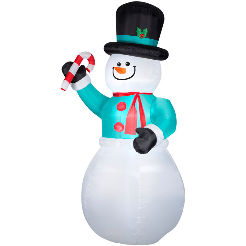 Snowman with Candy Cane Inflatable