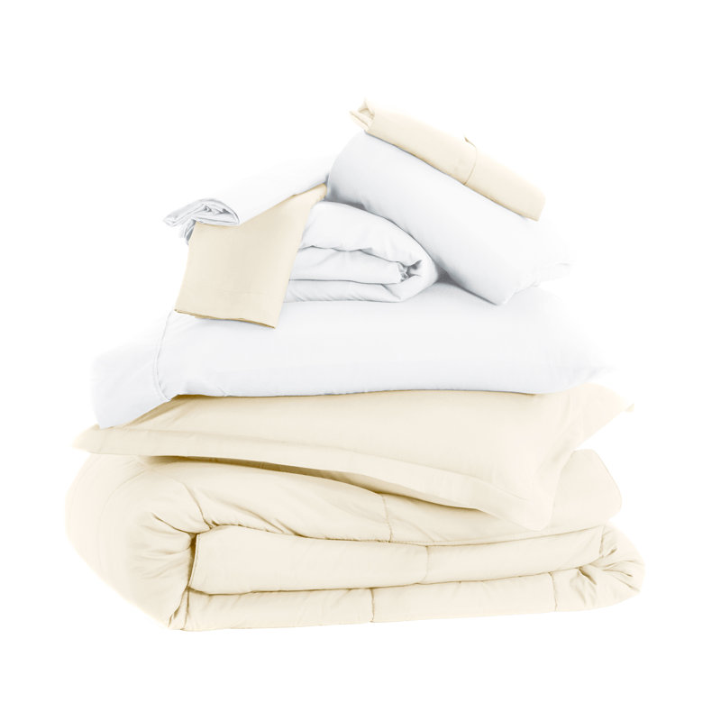 Ivory Double-Brushed Microfiber 8-Piece Full Bedding Set