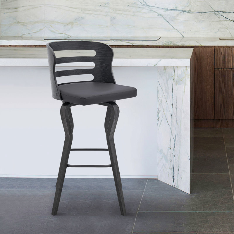 Tabouret de bar pivotant en similicuir et bois noir de 30 po, Tabouret de bar (siège d'une hauteur de 30 po)