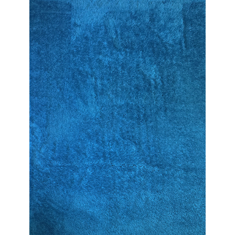 Feather Blue Solid Abstract Area Hand Carved Rug, Runner 2'7" x 7'10"