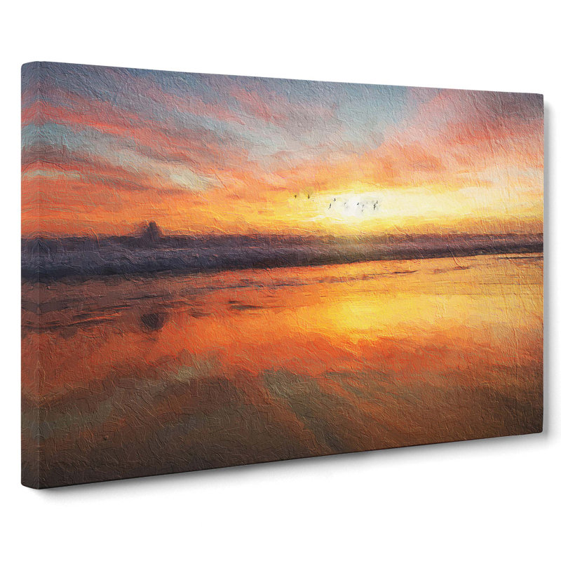 Sunset over San Diego Beach - Wrapped Canvas, 35cm H x 50cm W x 3cm D
