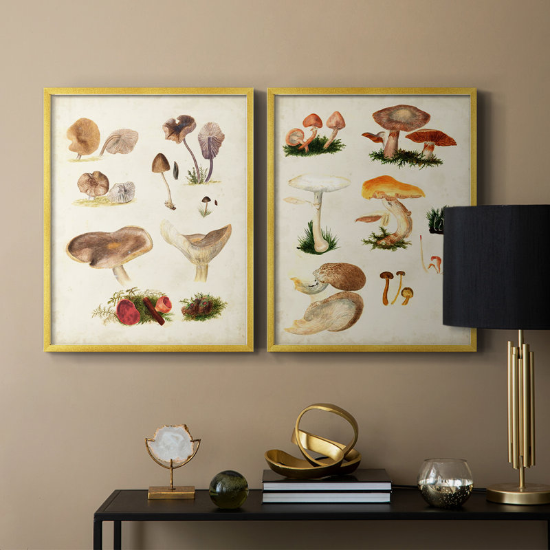 Champignon III - Reproduction encadrée de qualité supérieure - prêt à être accroché - aucun clou requis - aucun clou requis