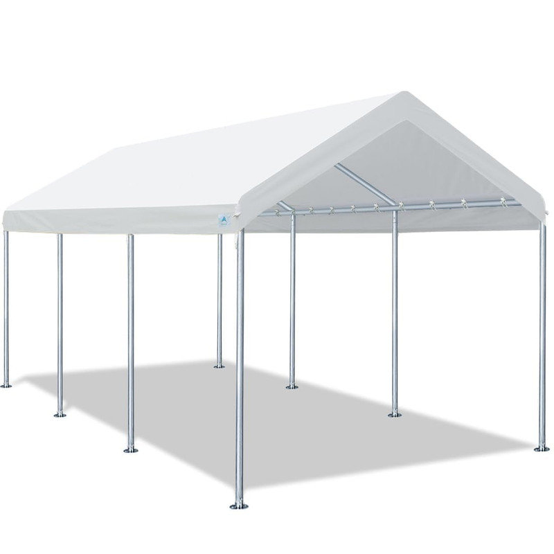 ADVANCE OUTDOOR 10' x 20' Heavy Duty Carport Car Canopy Garage Boat Shelter, Adjustable Height from 9.6 ft to 11.2 ft, White