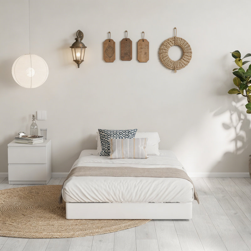Sommier simple TG, base de lit simple TG de 4 po, sommier en métal robuste de 2200 lb avec housse en tissu, assemblage facile
