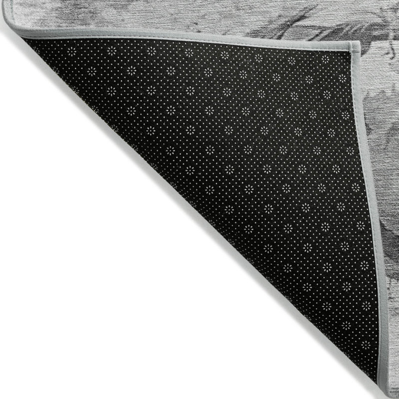 Tapis extérieur lavable à motif de chevaux gris et argent 10 pi x 14 pi