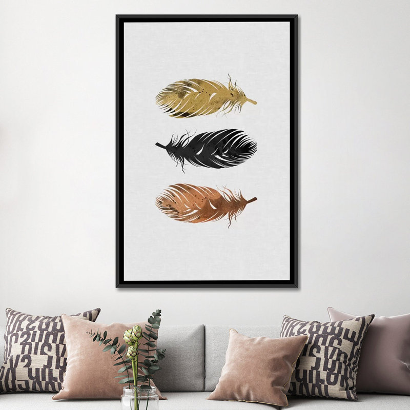 «Feathers», impression sur toile, H 60 po x l 40po x P 1,5 po, Pas de tapis, Toile tendue
