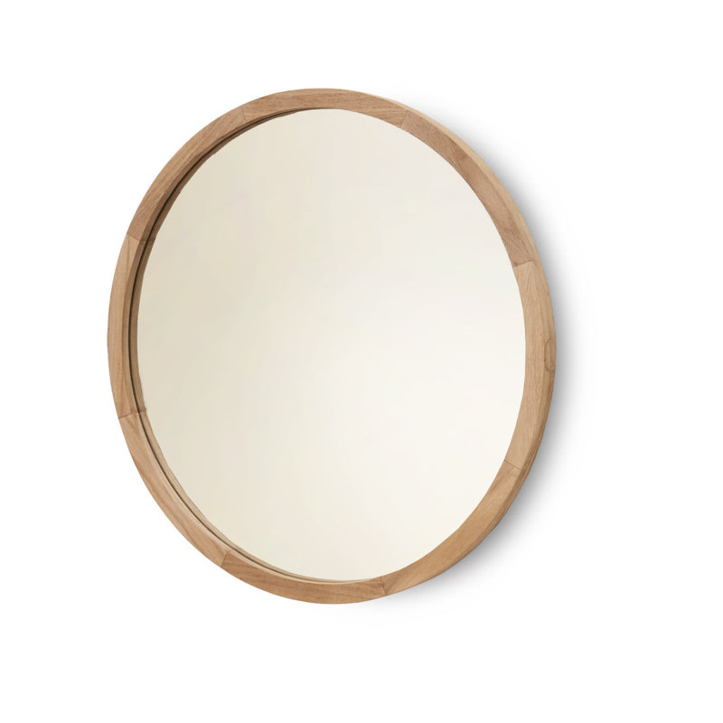 Luvine Solid Wood Round Mirror, 50 cm H x 50 cm W