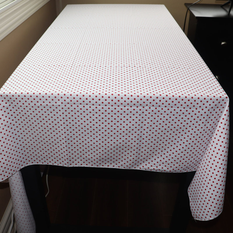 Mini Dots Print Tablecloths, White/Red, 48" W x 60" L