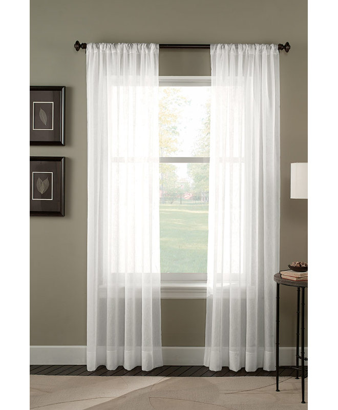 Winter White 108" Sheer Polyester Rod Pocket Curtain Panel