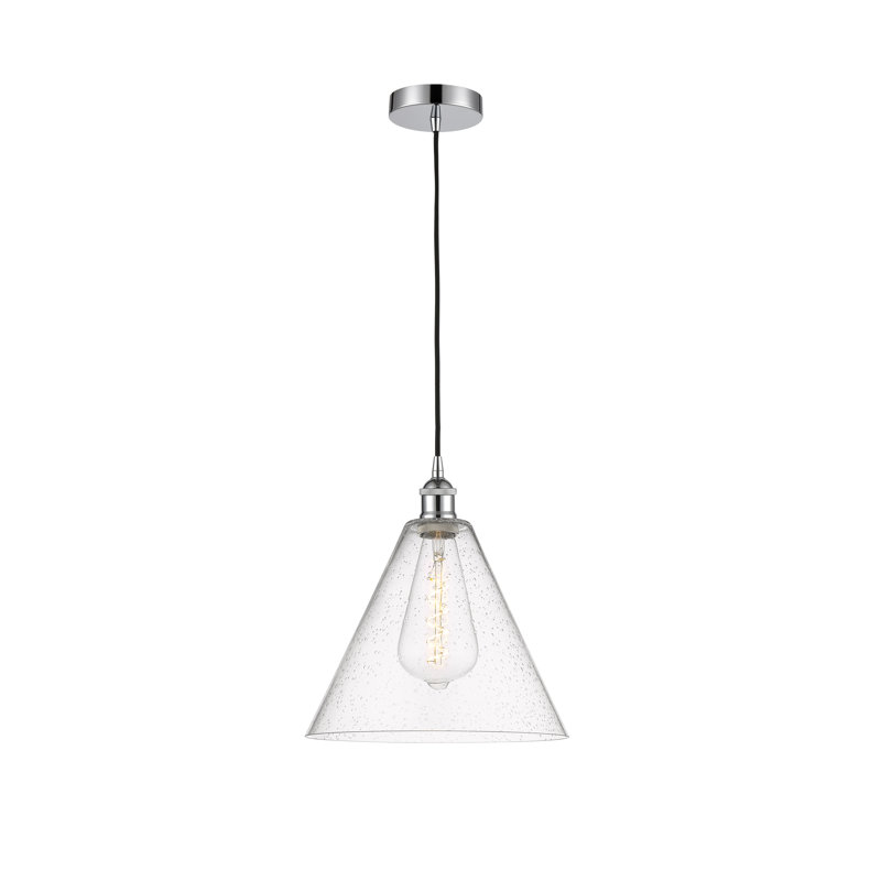 Luminaire suspendu conique à 1 lumière Bluford, Chrome poli