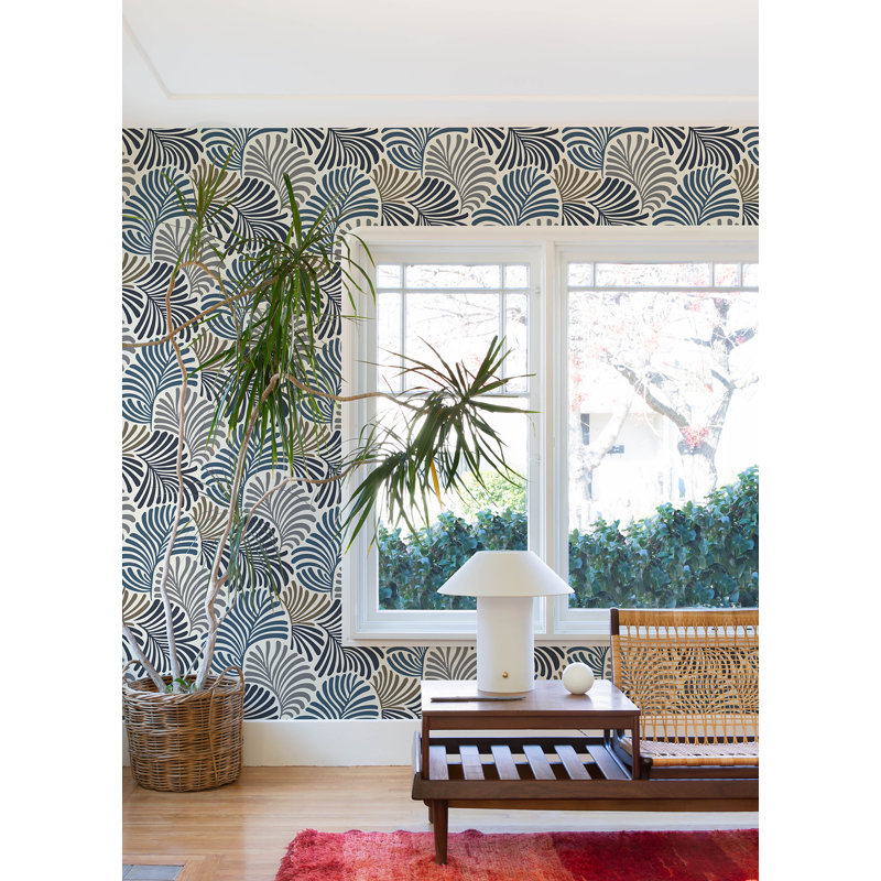 Papier peint Trousdale Fanning Flora, Bleu foncé