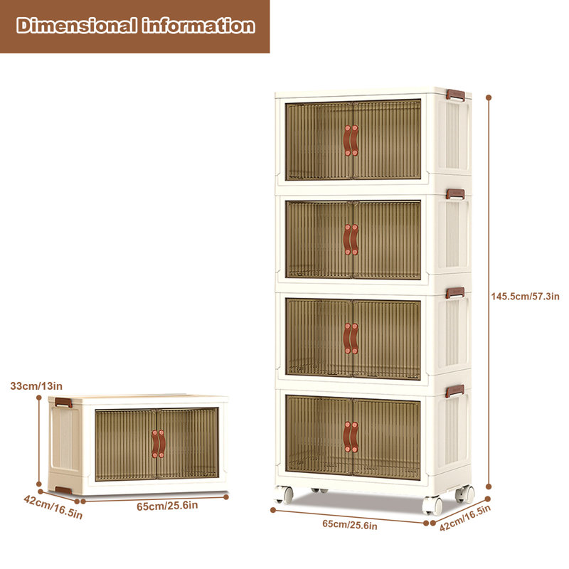 4 Drawer Stackable Drawer with Locking Wheels
