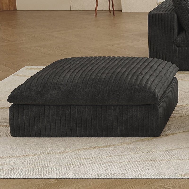 Canapé Cloud, tissu velours côtelé, sièges profonds, coussin amovible, sans assemblage, Noir